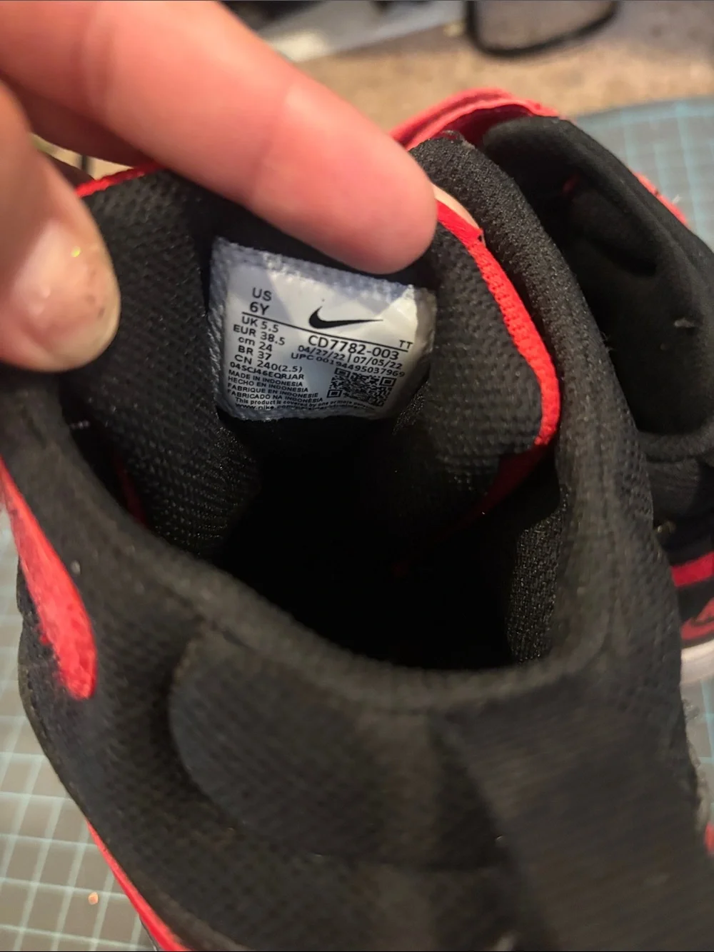 Nike Kids High-Top Sneakers in Black and Red